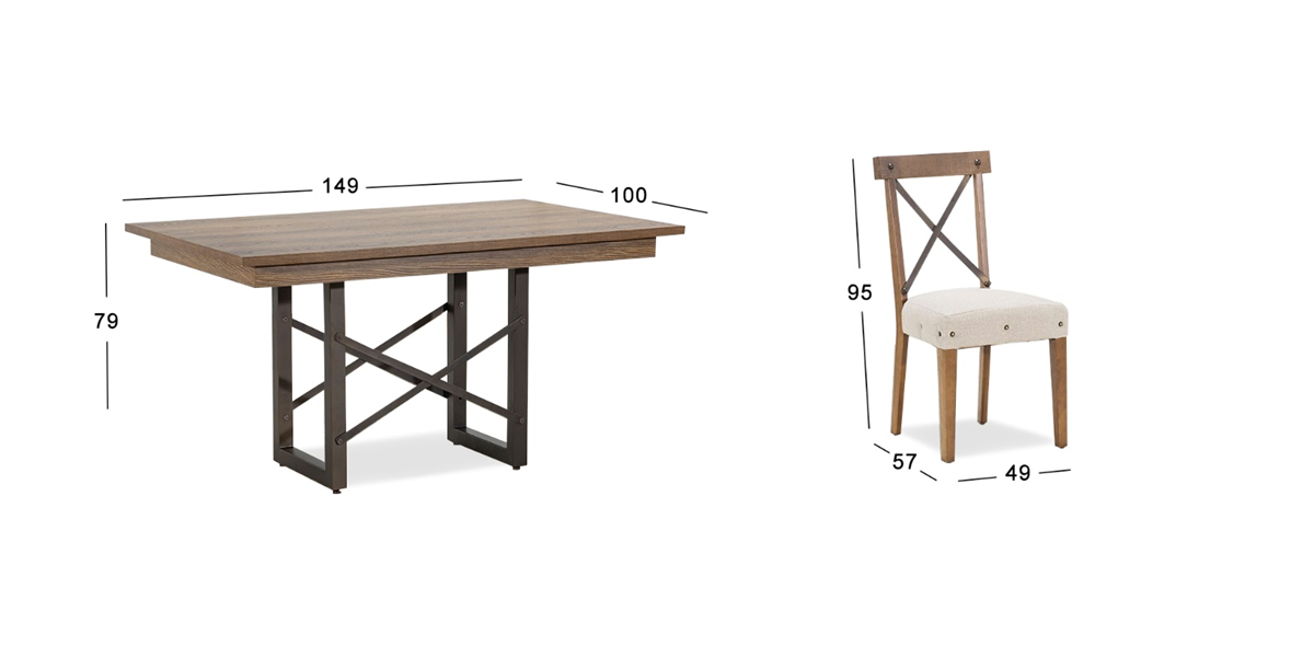 Comedor Barret con 4 Sillas Beige