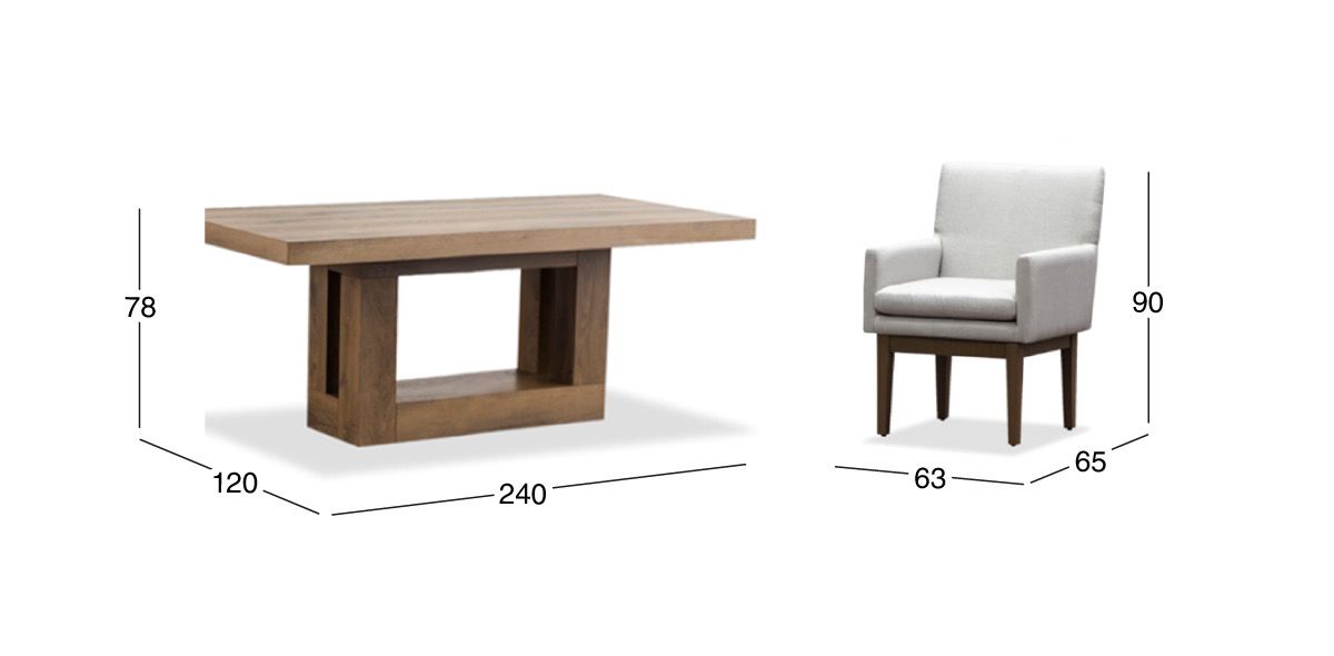 Comedor 240 cm Anka con 8 Sillones Beige