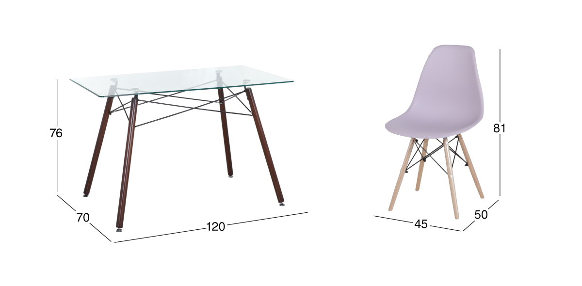 Comedor Atlas Café con 4 Sillas Morado