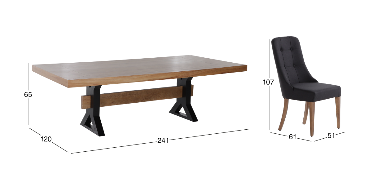 Comedor Rectangular Estocolmo con 6 Sillas Atenea Gris Oxford