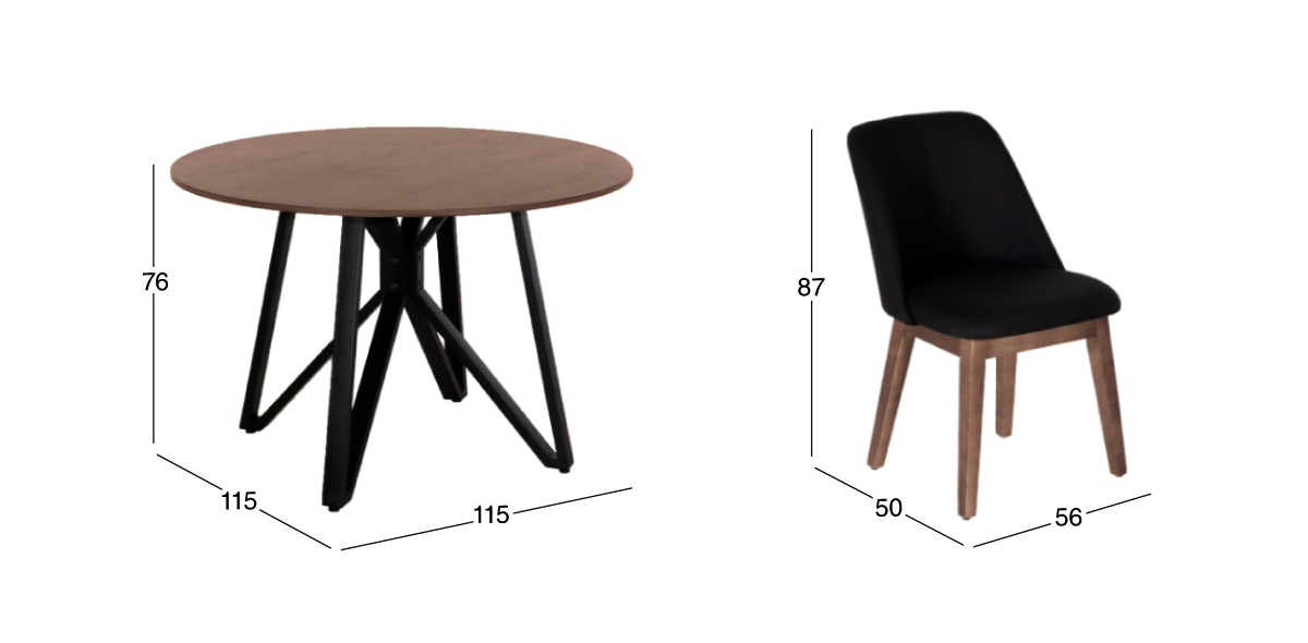 Comedor Hudson con 4 Sillas Olaf Gris Oxford