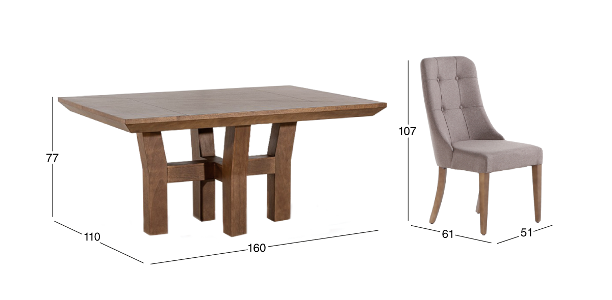 Comedor Kansas con 4 Sillas Atenea Café