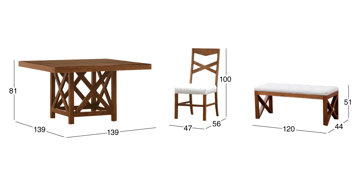 Comedor Mika 6 Sillas y Banca Beige