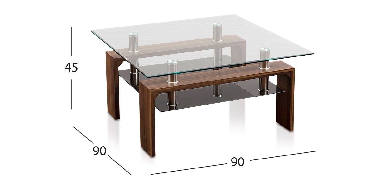 Mesa de Centro de Cristal 90 cm Galeana Café