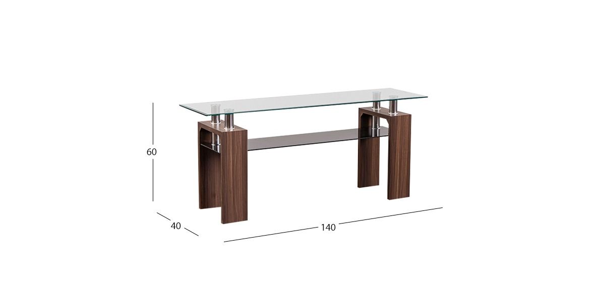 Mesa Ocasional de Cristal 140 cm Galeana Café