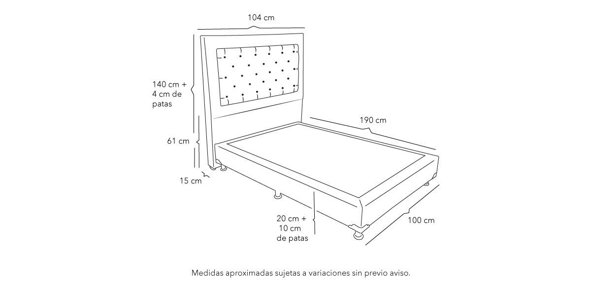 Cama Individual Mary Gris II