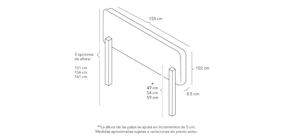 Cabecera Queen Size Altura Regulable Argos Azul