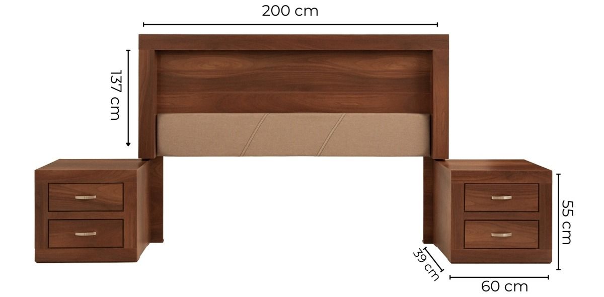 Cabecera King Size Viaggio Parota 3 Piezas