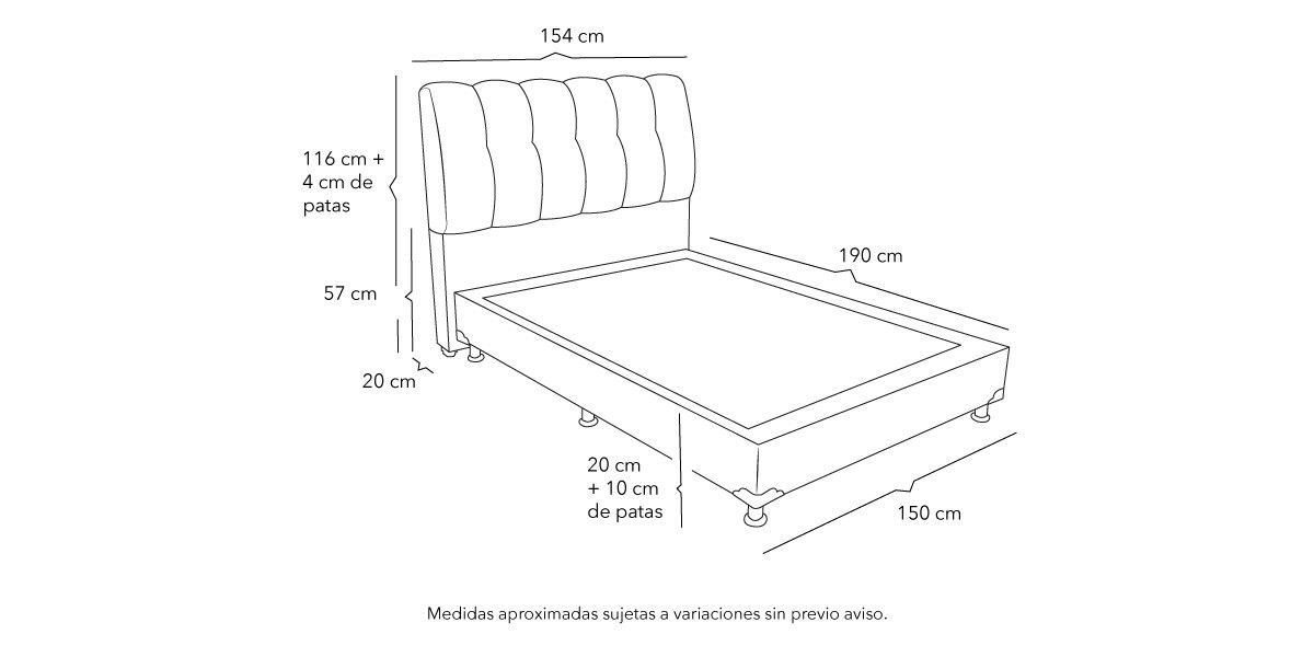 Cama Queen Size Nube  Azul