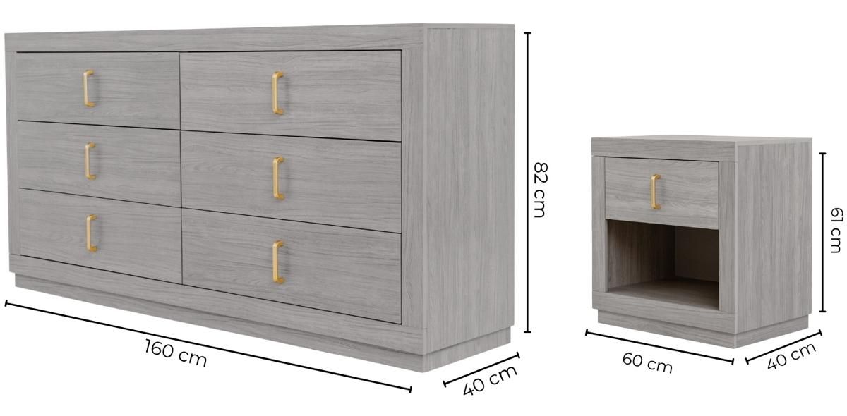 Cómoda Aluma Gris 3 Piezas
