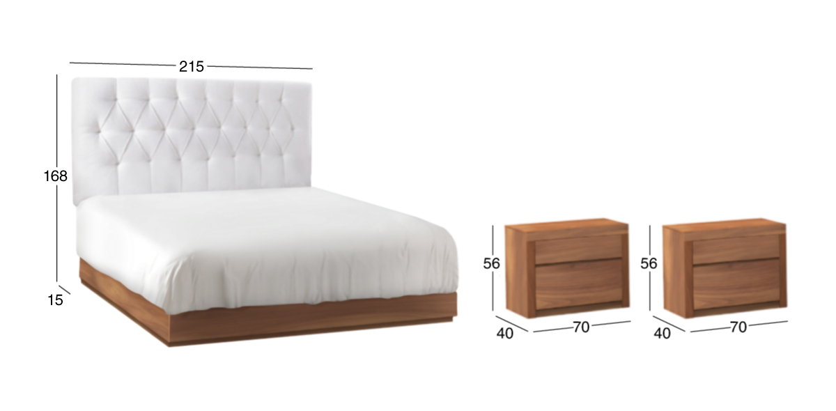 Recámara King Size Siqueiros Beige y Café 3 Piezas