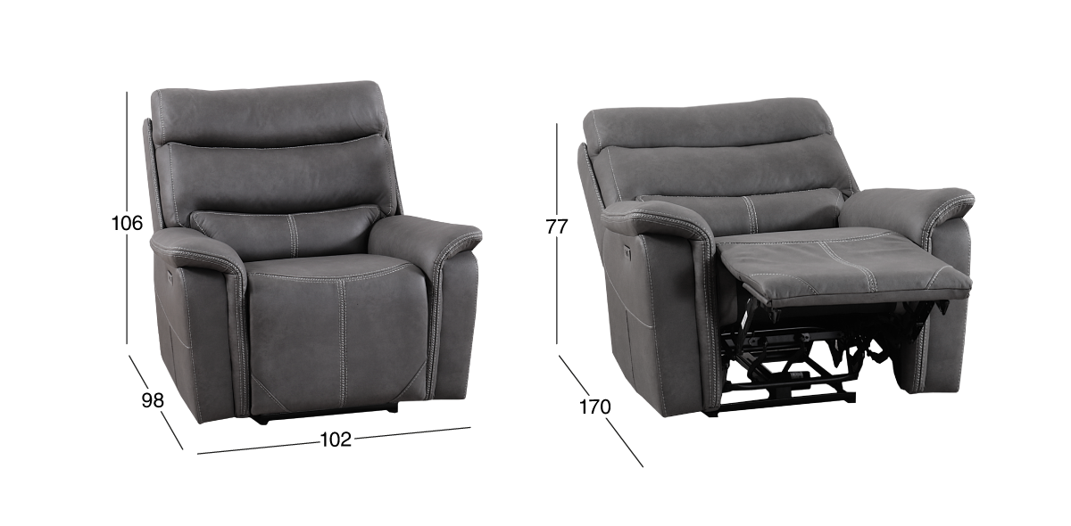 Sillón Reclinable Eléctrico Brisbane Gris