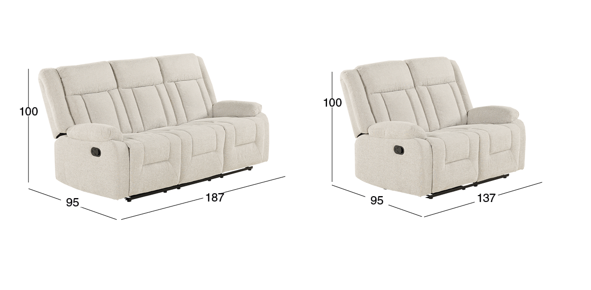 Sala con Reclinables Isabelle Beige