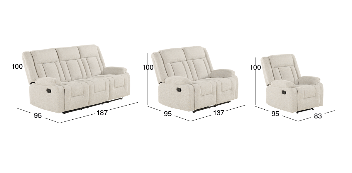 Sala con Reclinables Isabelle Beige 3 Piezas