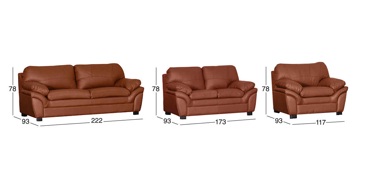 Sala de Piel Cordoba Naranja 3 Piezas