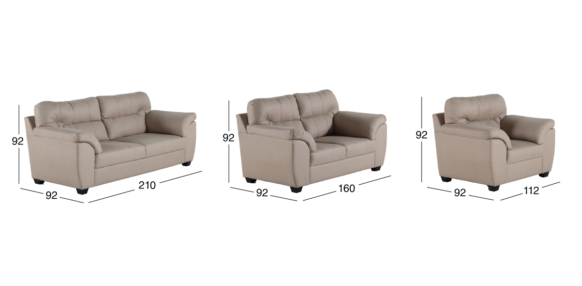 Sala Mila Beige 3 Piezas
