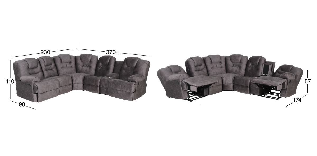 Sala Modular con Reclinables Fiorenzo Gris