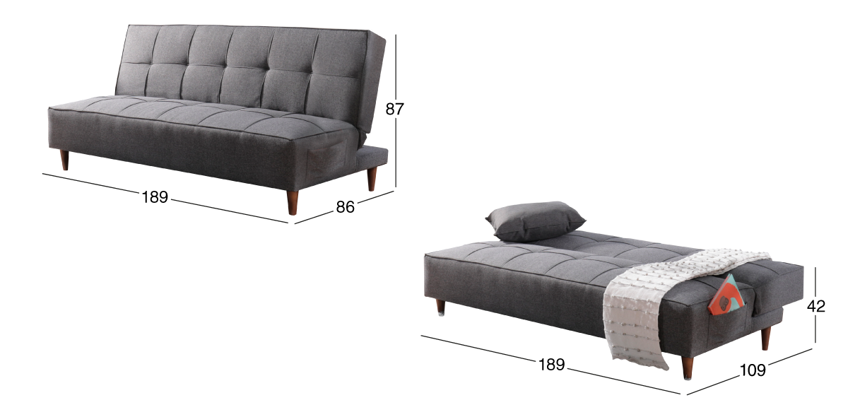 Sofá Cama Reclinable Frisia Gris Oxford