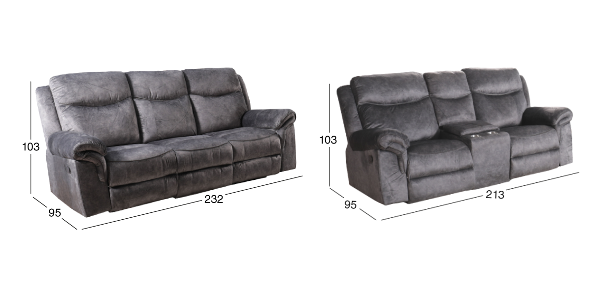 Sala con Reclinables Twin Falls Gris