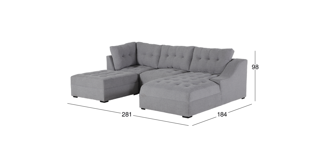 Sala en L Derecha Zonet Gris con Taburete