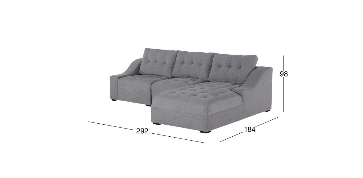 Sala Modular Derecha Zonet Gris 3 Piezas