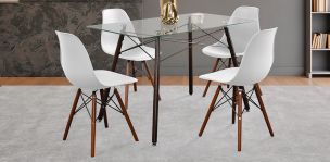 Comedor Rectangular 120 x 70 cm Atlas Café y 4 Sillas Blanco