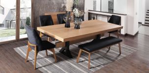 Comedor 240 cm Estocolmo con 4 Sillas y Banca Negro