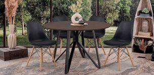 Comedor Hudson con 4 Sillas Frankfurt II Negro 