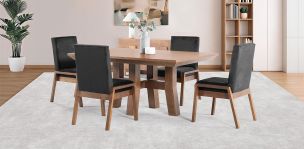 Comedor 160 x 110 cm Kansas con 4 Sillas Negro
