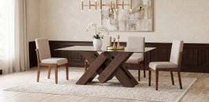 Comedor 180 x 110 cm Pehthouse con 4 Sillas Cretta Beige