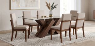 Comedor 220 x 120 cm Pehthouse con 6 Sillas Cretta Beige