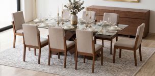 Comedor 220 x 120 cm Pehthouse con 8 Sillas Cretta Beige