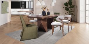 Comedor Spezza con 4 Sillas Lynnea Beige y 2 Sillas Spezza Verde
