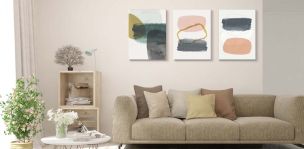 Set de 3 Cuadros 60 x 40 cm Minimalistas Multicolor