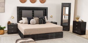 Recámara King Size Cairo Gris 5 Piezas