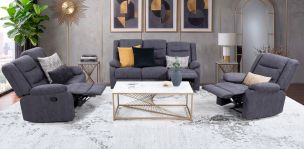 Sala con Reclinables Nori Gris 3 Piezas