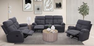 Sala con Reclinables Toronto Gris Obscuro 3 Piezas HS