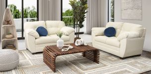Sala de Dos Sofás 2 Plazas de Piel Derby Tz Beige