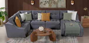 Sala Modular Derecha Zonet Gris Oxford 5 Piezas