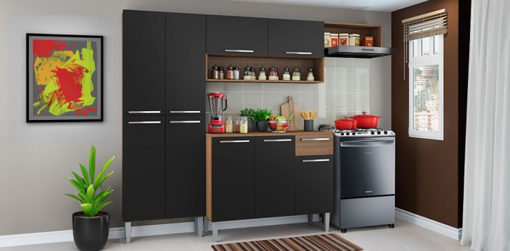 Cocina Integral Emily Top 229 cm Negro