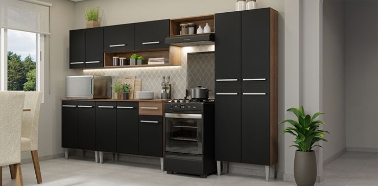 Cocina 293 cm Emilly Negro