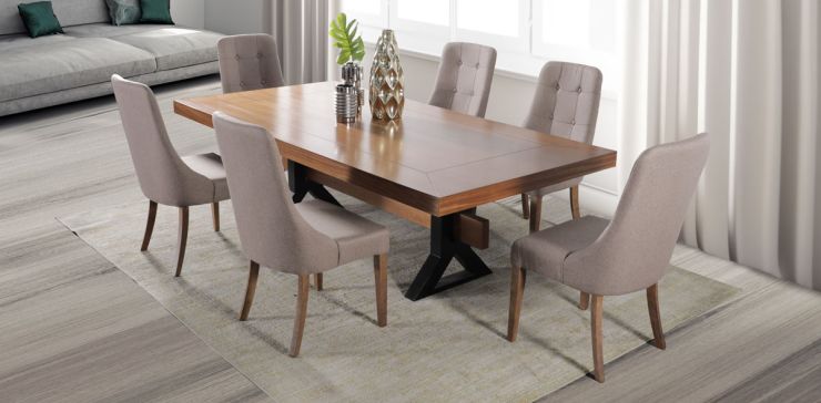 Comedor Estocolmo con 6 Sillas Atenea Café