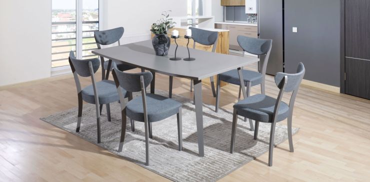Comedor Freyser con 6 Sillas Gris
