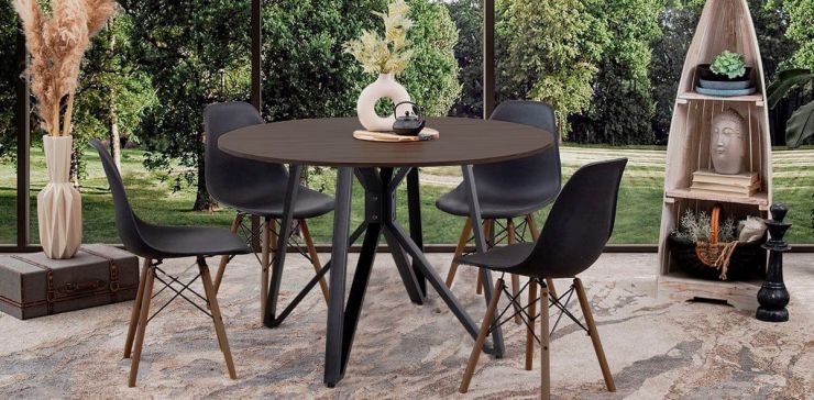 Comedor Hudson con 4 Sillas Atlas Negro