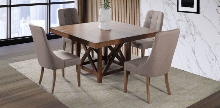 Comedor Mika con 4 Sillas Atenea Café
