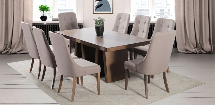 Comedor 180 cm Odette con 8 Sillas Atenea Café