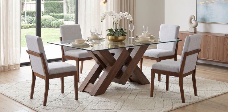 Comedor 180 x 110 cm Pehthouse con 4 Sillas Cretta Blanco