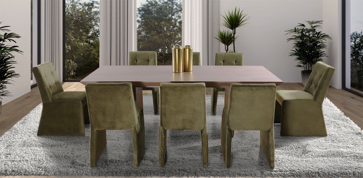 Comedor 240 cm Spezza y 8 Sillas Verde