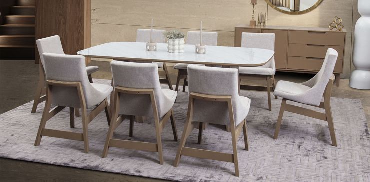 Comedor Tirsa Casa Anahi con 8 Sillas Gris
