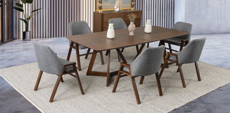 Comedor Valenza con 6 Sillas Gris